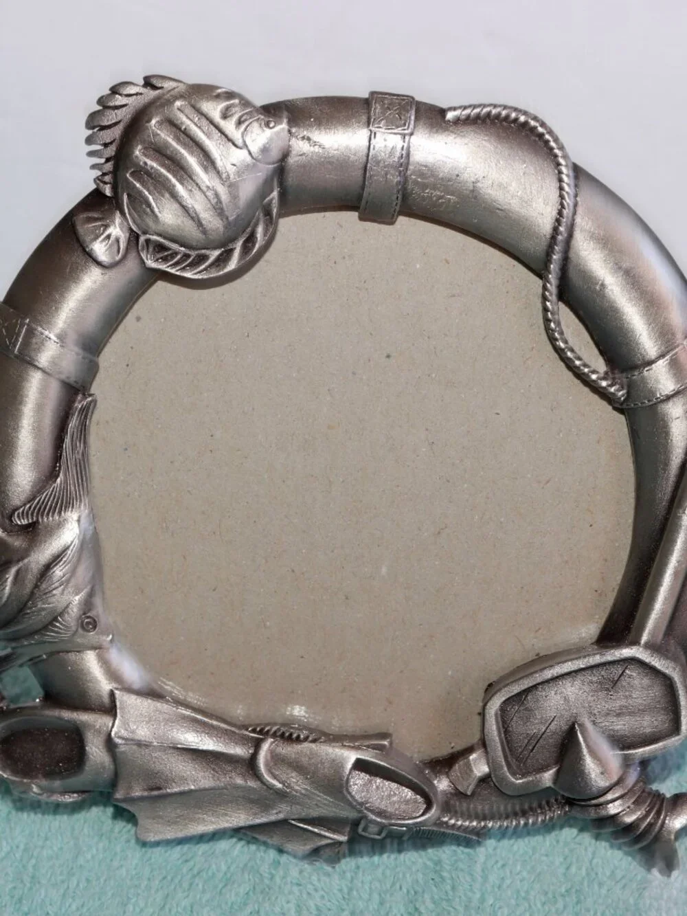Pewter Fish Suba Picture Frame 5.5” X 6 Size. Fits 4” X 4. Photo Round